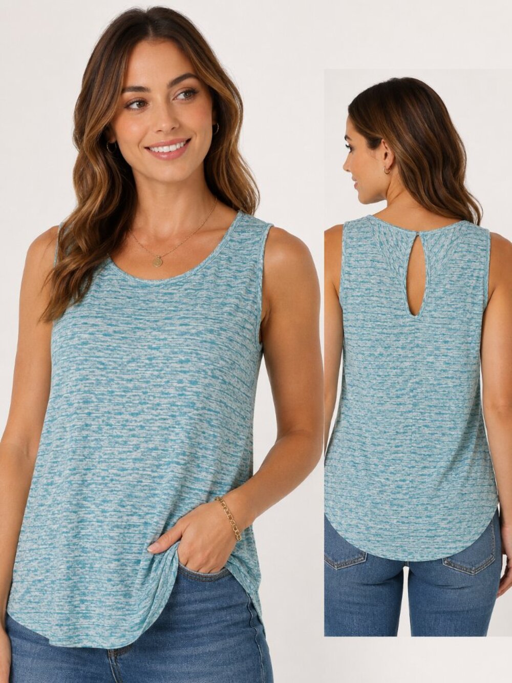 NWT Neesha Women's Textured Knit Sleeveless Tank Top Blue Size L